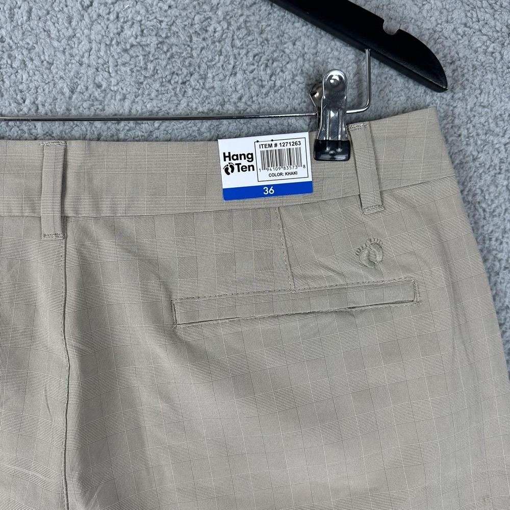 Hang Ten Shorts Men 36 Khaki Plaid Stretch Classic Casual Summer Golf Preppy New